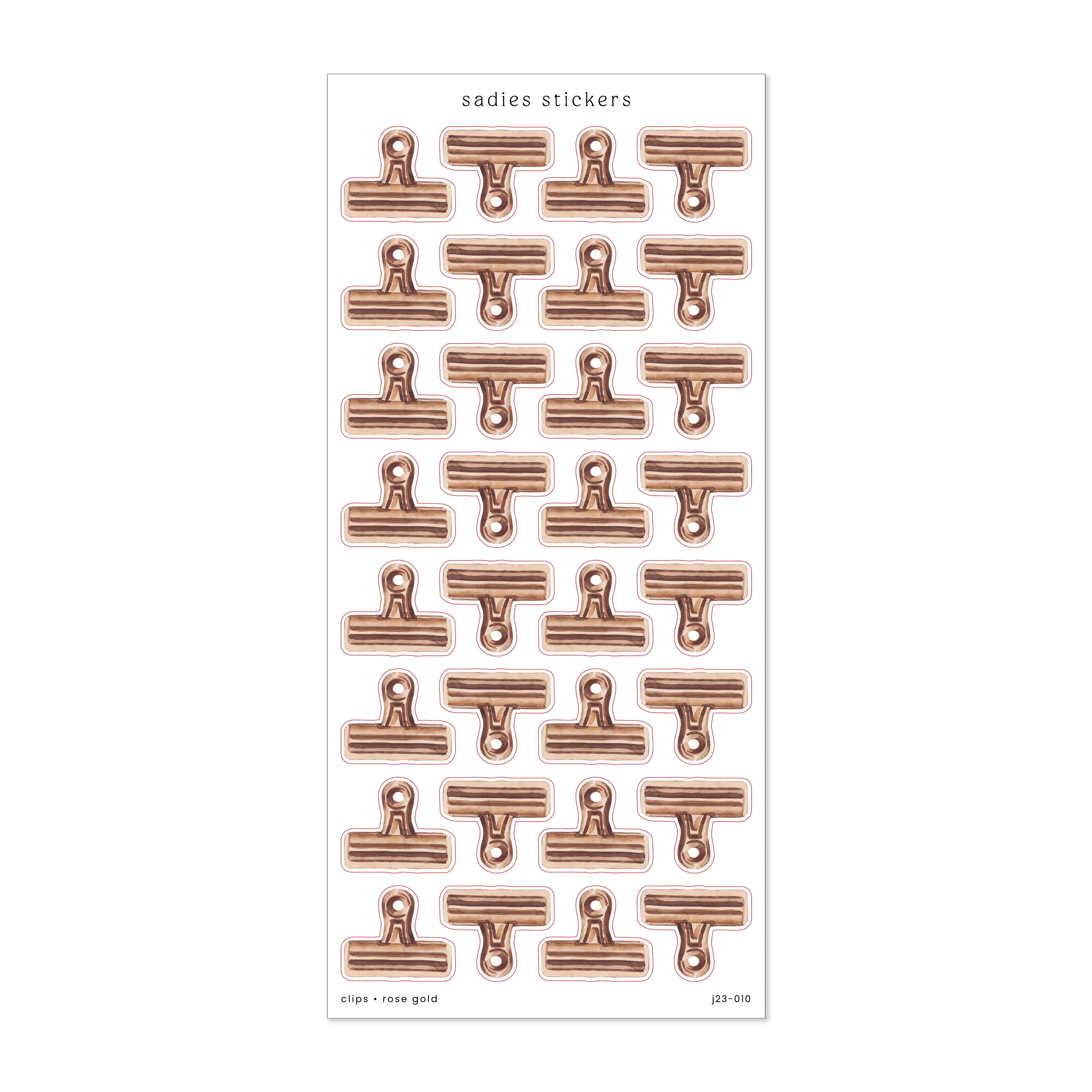 Clips • Rose Gold • Sticker Sheet • Stickers for Scrapbooking, Journaling, Bullet Journal, Junk Journal, Planner, Calendar