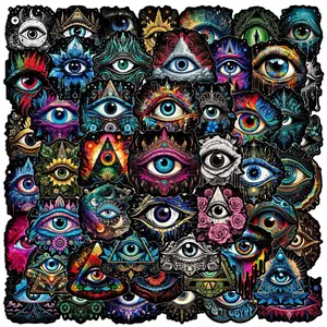 50pcs Evil Eye Stickers God's Eye Graffiti Stickers for DIY Luggage Laptop Skateboard Motorcycle Bicycle Graphic Decal Decoration Sticker Decals