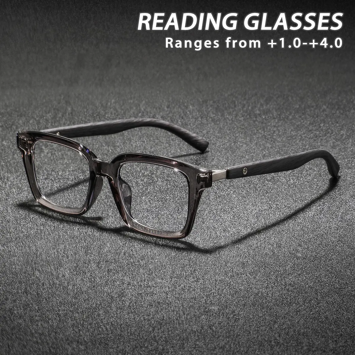 Men's Plastic Square Reading Glasses, Vintage Classic High-Quality Casual Fashion Eyewear, Small Versatile Stylish Old Readers, Vintage Style Glasses