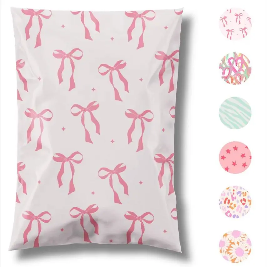 Cute Botanical Print Polyester Envelopes, 50-Pack of 14 × 18 inches Shipping Bags, Cute Packaging for Boutique Clothing, Purple Flowers, Small Businesses