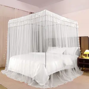Bed Canopy for Girls, Princess Bed Canopy with Lights, Bed Curtains Twin, Holiday Present Kids Twin Size