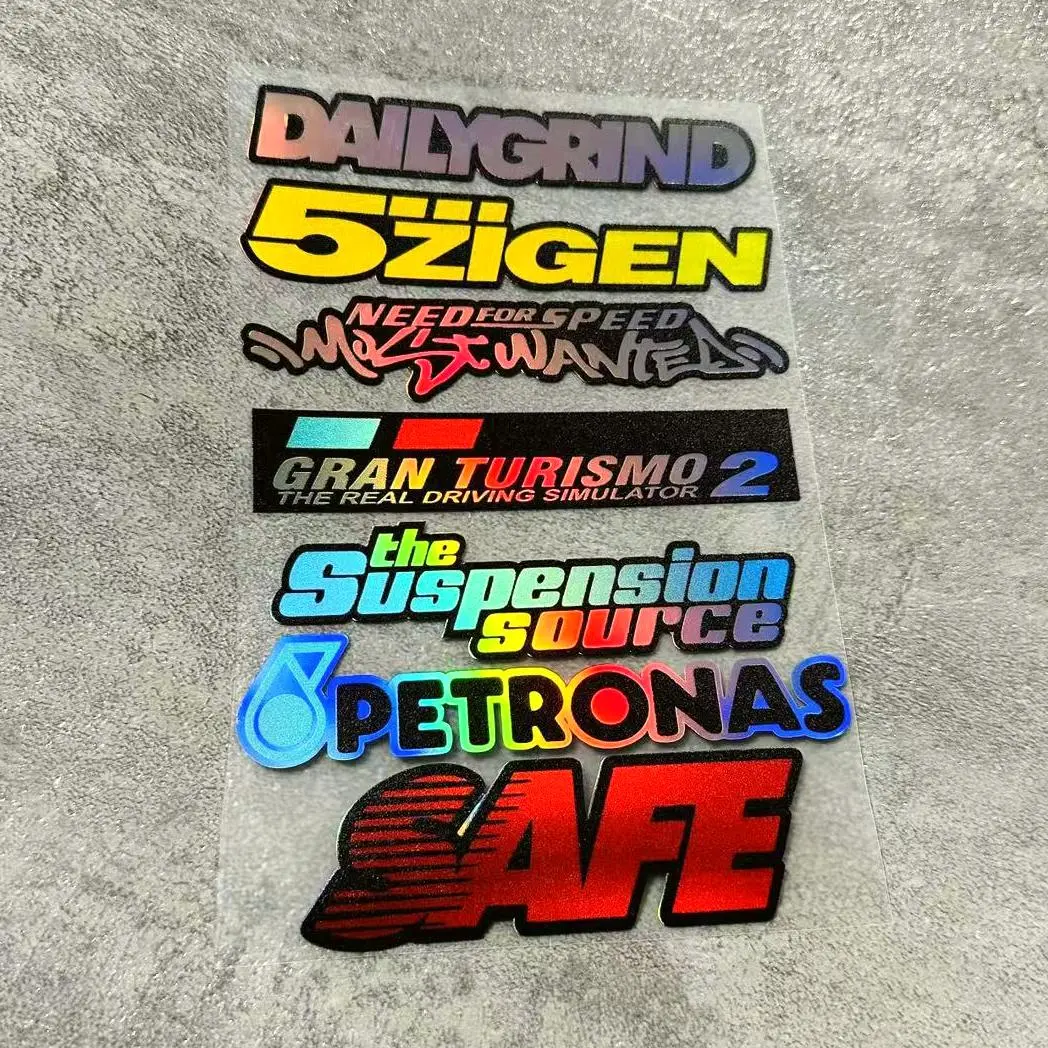 7 Pack JDM Rainbow laser Style Car Stickers Automotive Decals Vehicle Exterior Decoration Graphic Decal for Car Rear Bumper Window Motorcycle Fuel Tank Scratch Coverage Waterproof and Sunscreen DIY Decorative Decals Sticker for Cars Decals for Vehicles