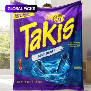 Blue Heat Takis Flannel Fleece Blanket, 1 Count Food Themed Soft Comfortable Warm Throw Blanket, Flannel Blankets, Machine Washable Blanket, Warm Nap Blanket for Home Office Travel Camping, Lightweight Flannel Blanket, Soft Comfy Blanket #GLOBAL PICKS
