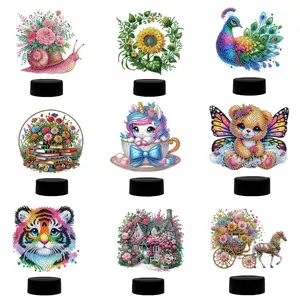 DIY Diamond Painting Double-sided Table Night Light Lamp with Tools for Bedroom Living Room Home Office