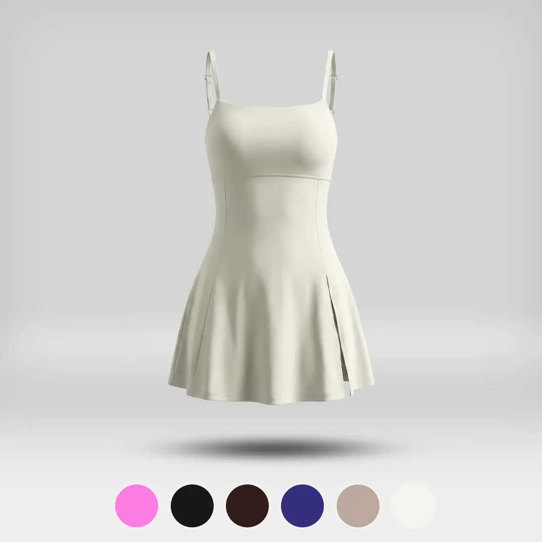 Women's Summervibes Solid-Color Spaghetti-Strap Dress with Shorts, High-Stretch Open-Back Tennis Yoga Wear Ideal for Outdoor Sports, Hiking, Running, Gym, Golf The Ultimate Choice in Women's Athletic-Style Apparel Outdoor Fun