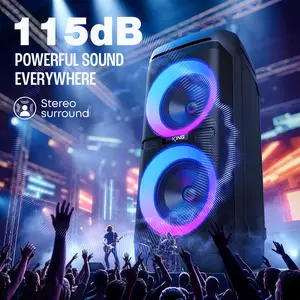 W-KING 240W Bluetooth Audio Portable Outdoor Wireless Speaker - RGB Party Lights, IPX6 Waterproof, 24H Playtime, Auxiliary Input, Mic & Guitar Compatibility, Durable Loudspeaker for Outdoor Parties