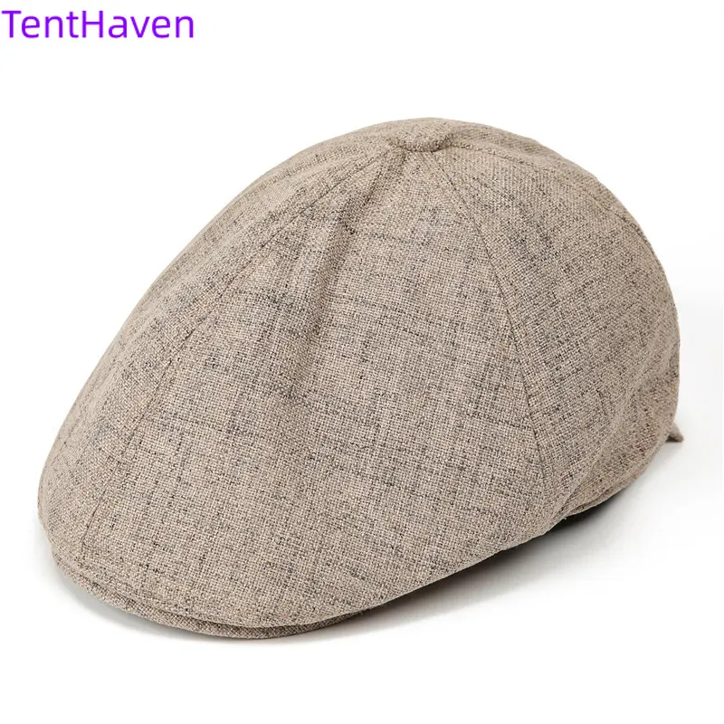 Cotton-Hemp Retro Beret for Women, Lightweight Breathable Summer Casual Hat for Artistic Street Style and Daily Wear, All-Match, Female, Soft, One Size