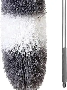Microfiber Feather Duster with Extendable Pole and Bendable Head 100 Telescoping Duster for Cleaning Ceiling Fan Furniture