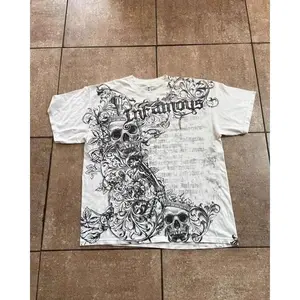 2025 Men's New Pattern Printed Skull T-Shirt Top Versatile Casual Fashion Trend Round Neck Short Sleeve Gothic Style Streetwear Cotton Fabric Black Menswear good graphic tees hell star funny tshirt men graphic tees