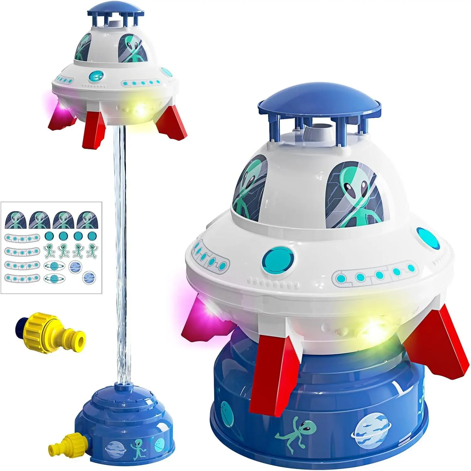 UFO Water Sprinkler for Kids Toys,Outdoor Summer Water Rocket with Light Up Liftoff 9-16ft & Spin,Water Toy Backyard Lawn Birthday Gift for Gilrs Boys Age 3 4 5 6 7 8 Year Old