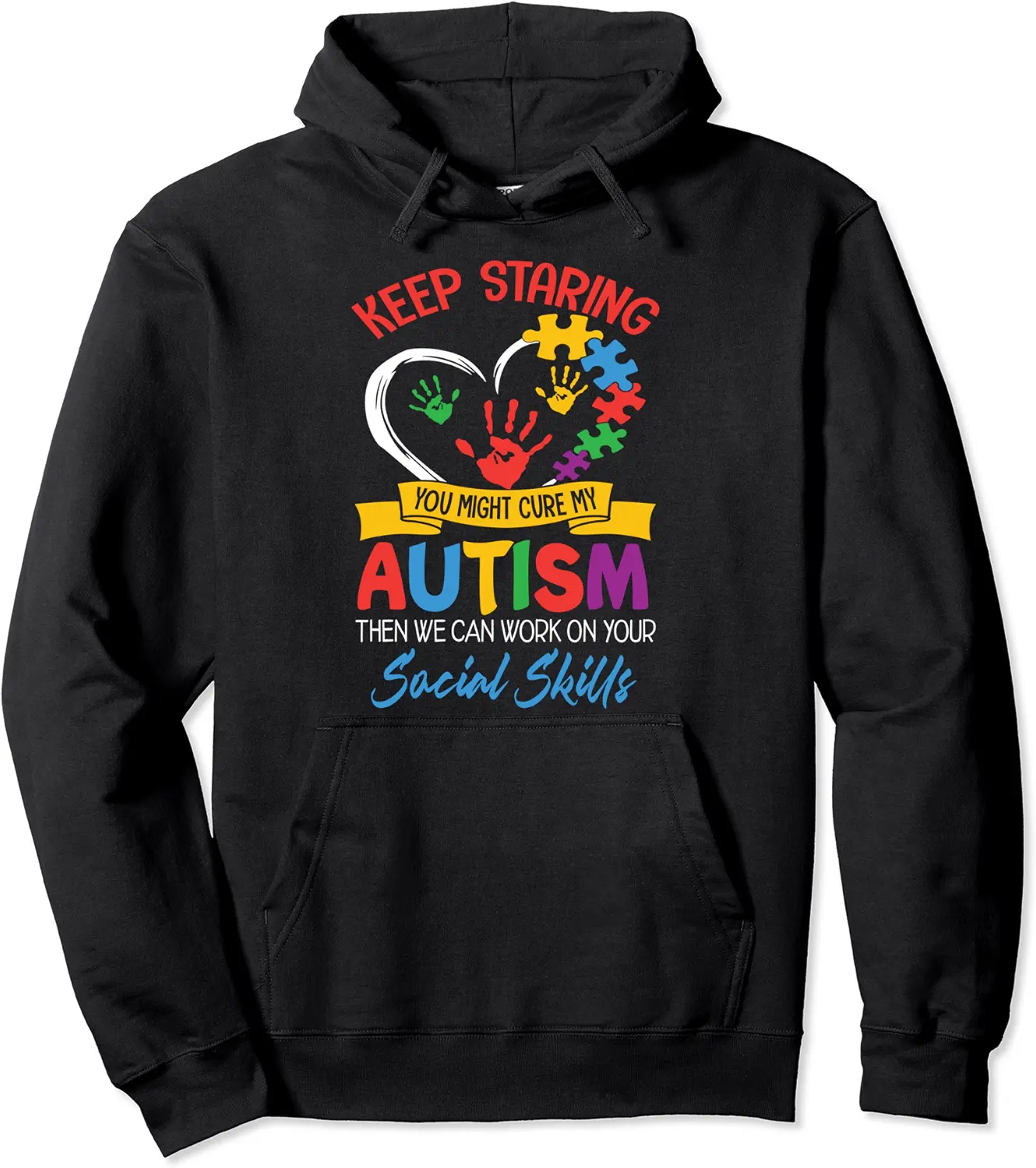 Autism Social Skills Autistic Puzzle Piece Stop Hand Gift Pullover Hoodie - Bernadetab Shop 44B0BRX9KMMC