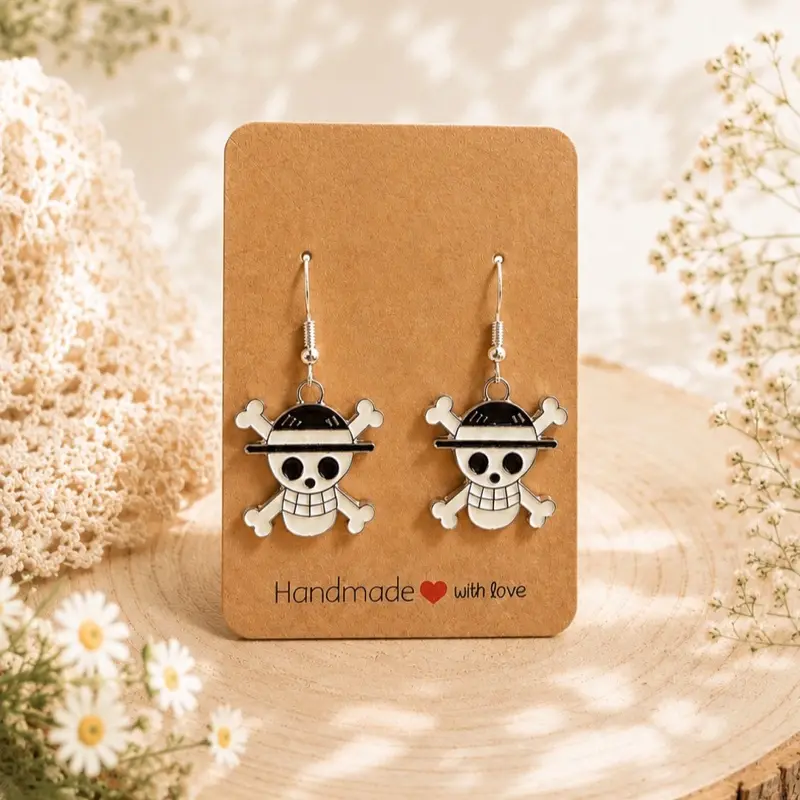 Anime Pirate Skull Hook Earrings – Handmade Inspired Jewelry Gift for Women - ONE PIECE