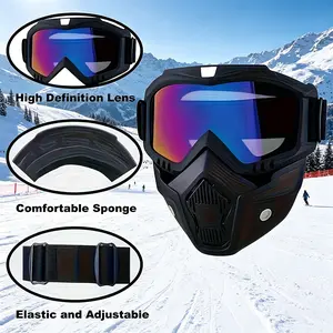 A Full-face Goggle with Anti-fog High-definition Lenses, a Detachable and Adjustable Ski Mask, and a Comfortable Sponge Pad - Made of Plastic.