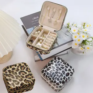 New Leopard Print Portable Jewelry Box Storage Box Women's Jewelry High-end Necklace Earrings Earrings Ring Jewelry Box