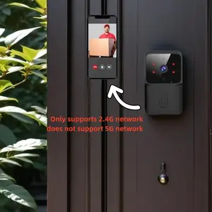 Wireless Doorbell Camera, Rechargeable 2.4G Wi‑Fi Smart Visual Doorbell, Home Security Doorbell with Night Vision and Voice-Changing Function, Security System Monitoring