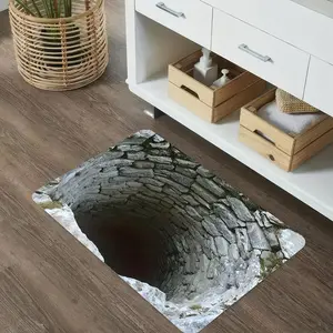 Non-Skid Bath Mat Fast Absorb 3D Optical Illusion Doormat Non-Slip 2D Deep Hole Design Durable Non-Woven Fabric for Bathroom Living Room Entryway Camping Picnic Yoga Absorbent
