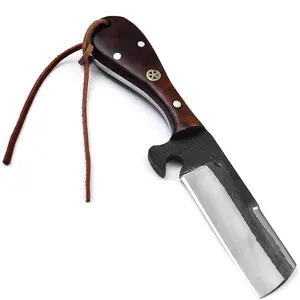 Handmade Carbon Steel Bull Cutter Knife with Sheath Precision Craftsmanship for Versatile Cutting - Ideal for outdoor comping skinning cowboy knives
