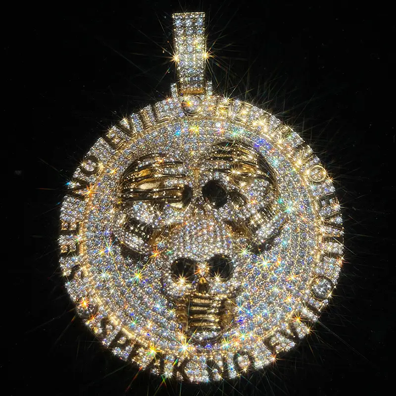 Customized style cold hip-hop pendant with elegant retro style finish, classic skeleton men's pendant jewelry, holiday gift hip-hop high-end charm jewelry, Father's Day and Mother's Day luxury hip-hop ice cold jewelry pendant, fashionable item gift