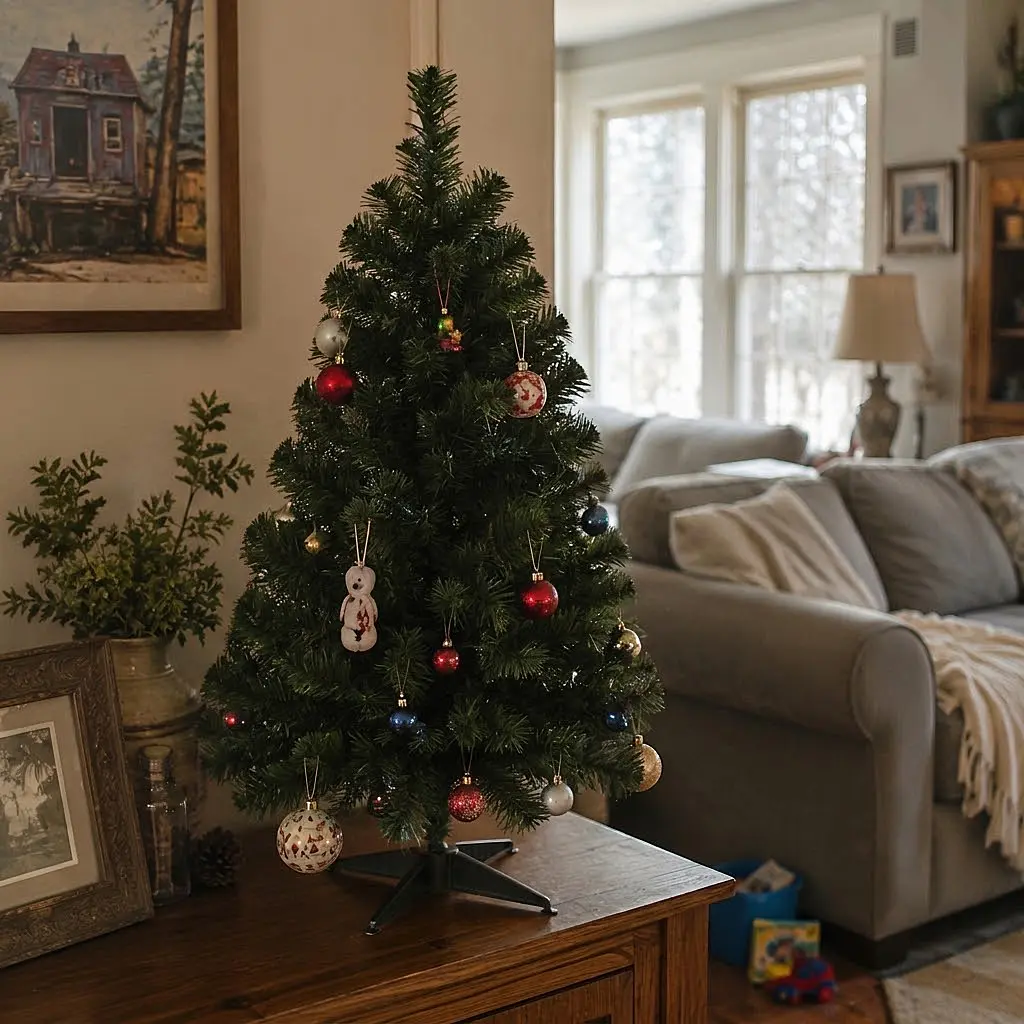 2 FT Tabletop Christmas Tree with 35 LED Lights, Compact Mini Artificial Tree, Sturdy Stand, Perfect for Apartments, Dorms, and Holiday Party Table Centerpieces Countdown Ornament homedecor gift