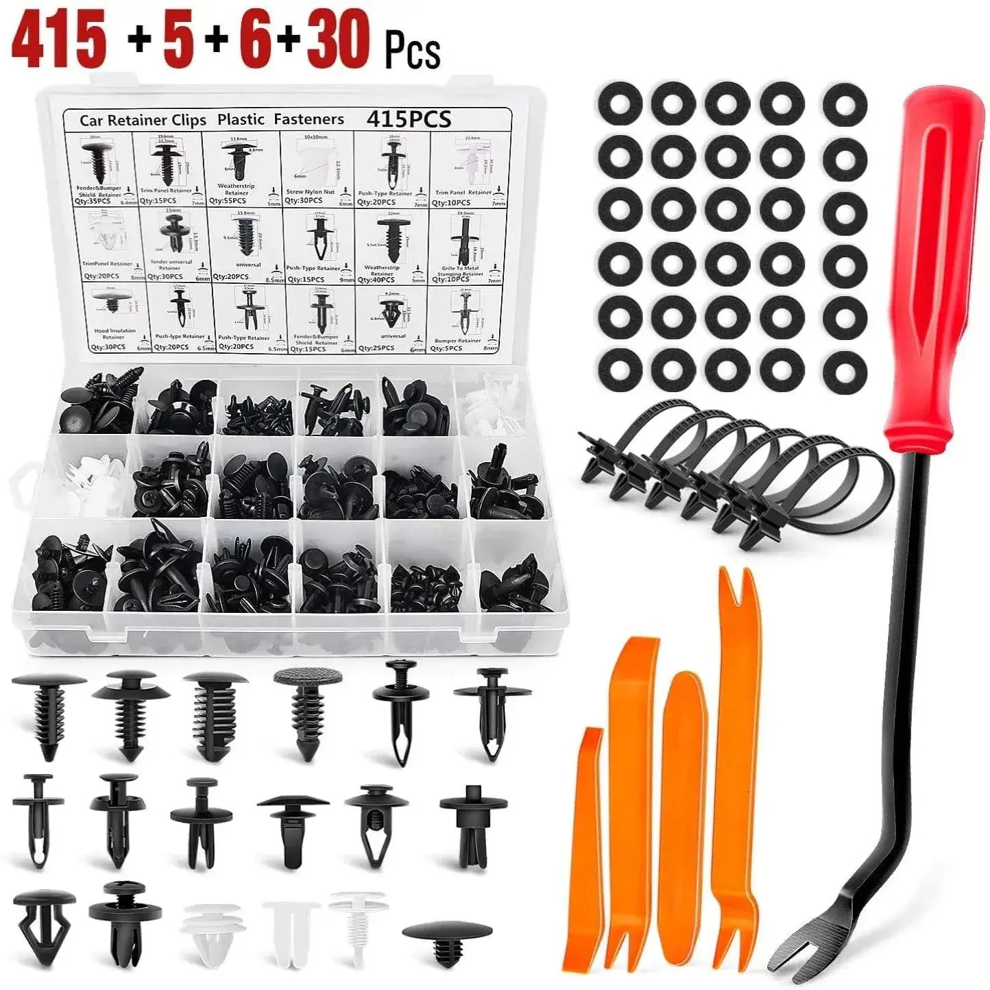 Nilight 456-Piece Assorted Sizes Heavy-Duty Plastic Vibration-Resistant Vehicle Bumper/Fender Retainer Clips, Easy-Install Clip-On Automotive Fasteners Kit for Splash Shield, Engine Cover, GM Cars Accessories