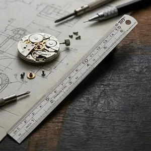 Stainless Steel Ruler Non-Slip Rustproof, Dual-Scale Drafting Tool for Engineering Architecture Model DIY, Precision Durable Metal Straight Ruler with Anti-Slip Grip for Mechanical Design