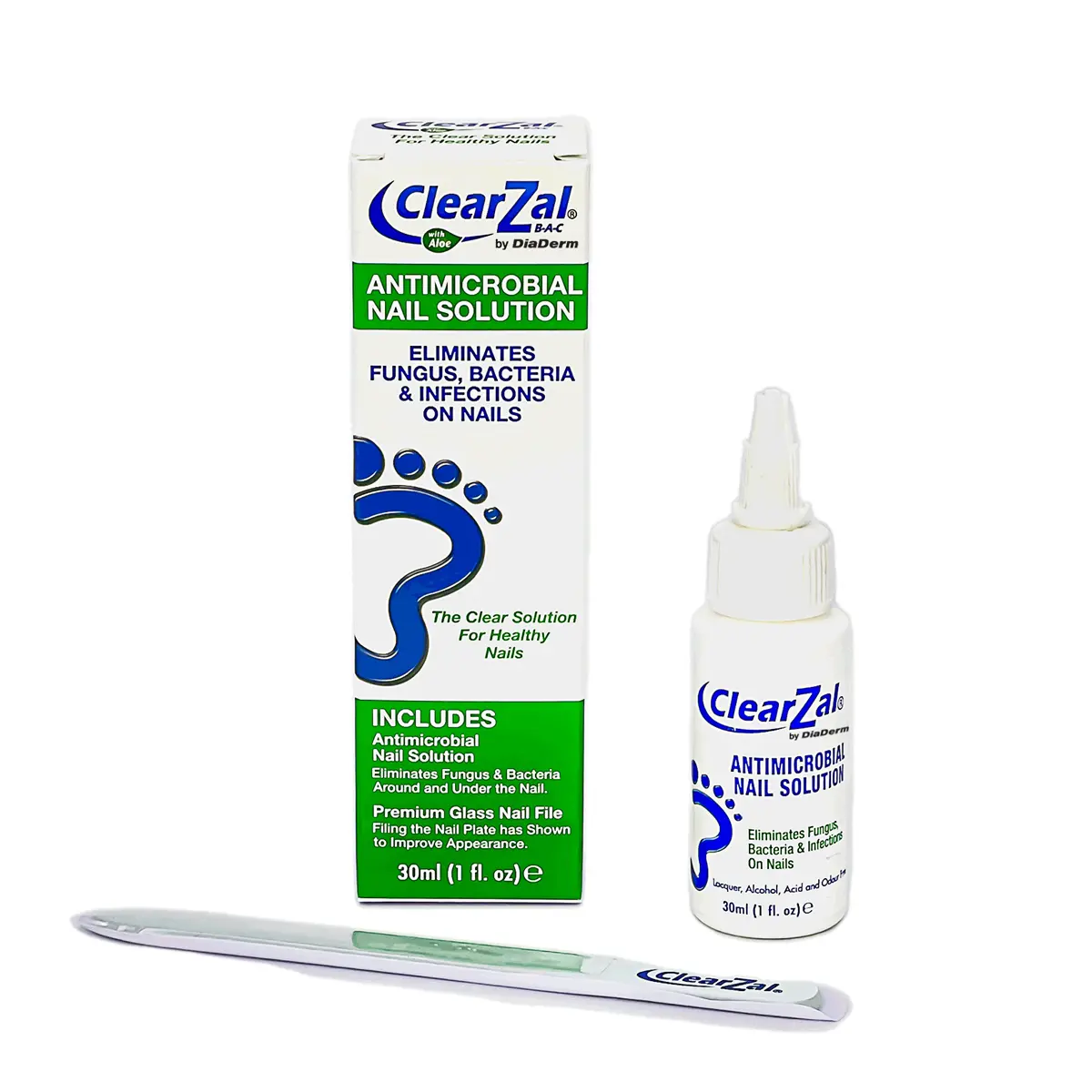 ClearZal Antimicrobial BAC Nail Solution Fungal Nail Treatment 1 Ounce Kills Fungus, Bacteria and Viruses Nail Care Combination pack