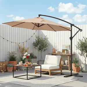 9.8FT Offset Patio Cantilever Umbrella - Umbrellas for Patio, Anti-UV Canopy Sunshade Parasol, UV Resistant Outdoor Sun Shade with 8 Ribs, Easy Tilt Adjustment, Anti-Uv Parasols,summerwins