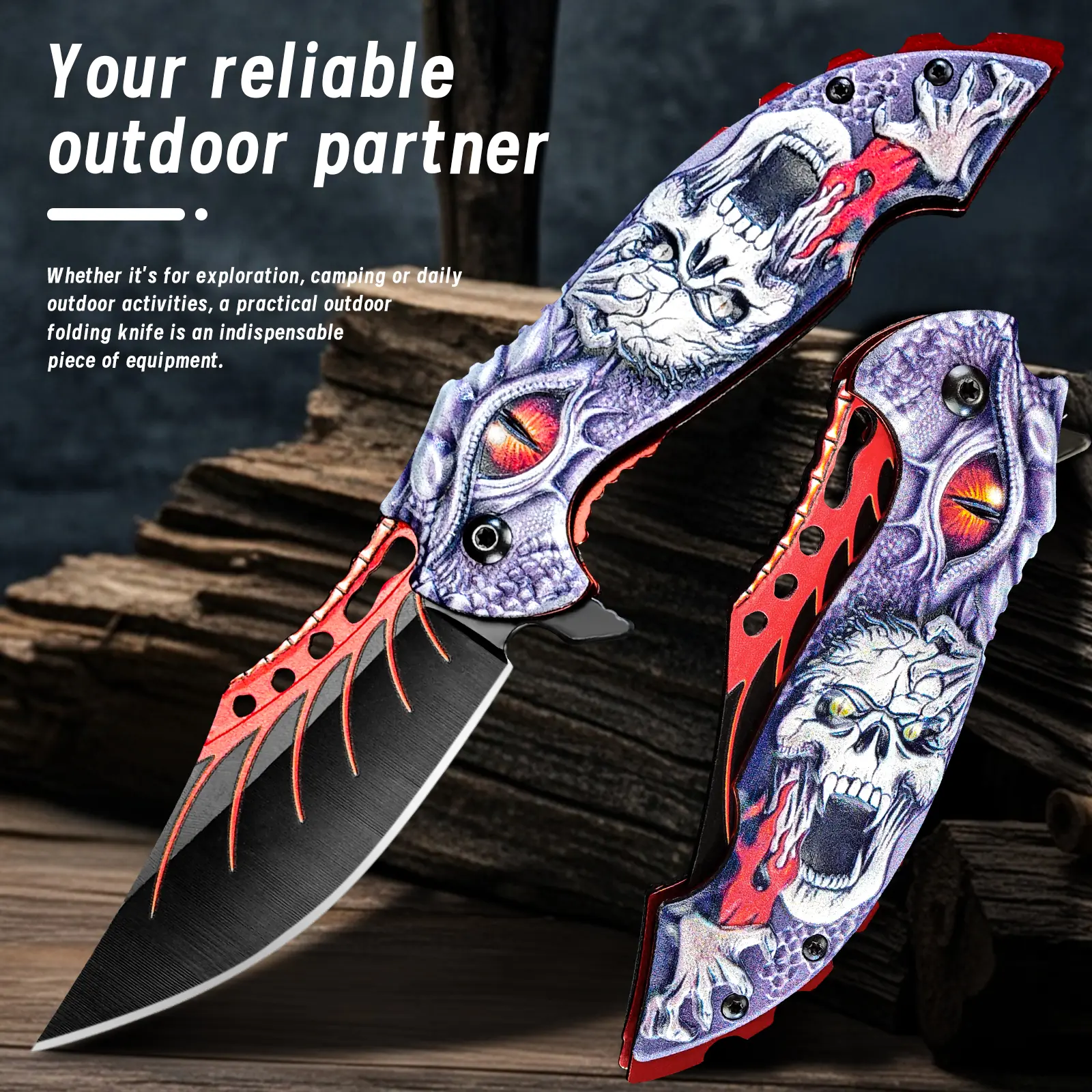 High-Carbon Steel Folding EDC Multi Tool Pocket Knife - 3D-Printed Textured Ergonomic Handle, Stainless Steel, Kitchen Knife/Meat Cleaver, Under 20 Yuan Gift for Men, Edc Multi Tools, Pocket Knives