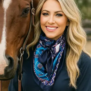 35X35"  Blue/Pink/Purple Paisley Wild Rag/Scarf WR3406