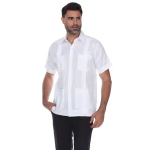 Classic Cotton Blend Guayabera Shirt Short Sleeve