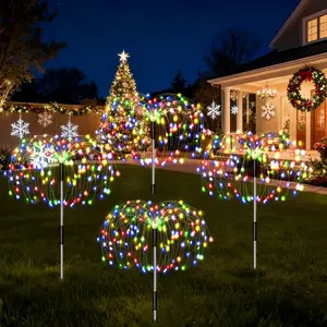 Solar Firework Lights Outdoor, 4 Pack 320 LED Garden Lights, Solar Garden Lamps, Smart Light Sensor, Adjustable Flash Modes, Perfect for RV Camping Wedding Party Decorations, Garden Glow Light
