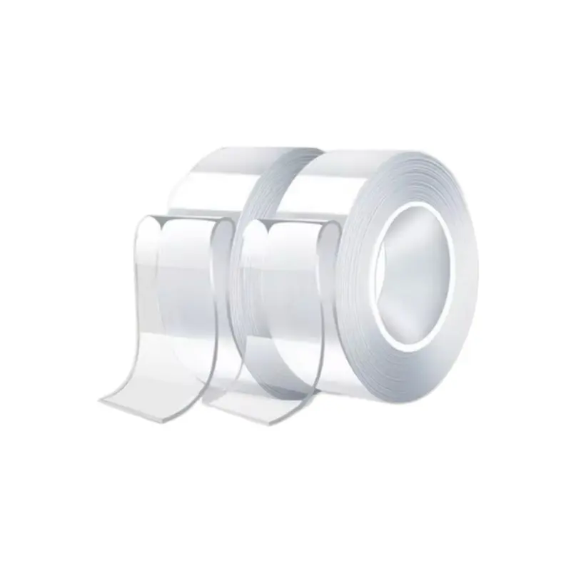 White 2-Piece Nano Double-Sided Adhesive Tape, Clear Nano Gel Material, Strong Hold, Removable, No Residue, Washable Traceless Gel Grip Mounting Tape for Home Office Car Use