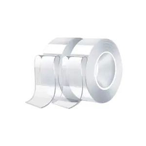 White 2-Piece Nano Double-Sided Adhesive Tape, Clear Nano Gel Material, Strong Hold, Removable, No Residue, Washable Traceless Gel Grip Mounting Tape for Home Office Car Use