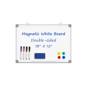 Magnetic Whiteboard/Dry Erase Board, 18 x 12 Inch, Includes 4 Magnets, 4 Markers, 1 Eraser, and 1 Detachable Pen Tray - Perfect for Office, School, and Home