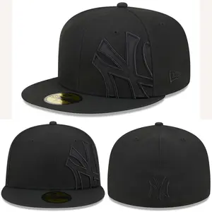 New Era MLB 59FIFTY Fitted Hat – NY Yankees LA Dodgers Black Cap Size 7 1/2, Flat Brim, Urban Style outdoorfun