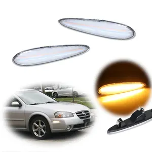 2PCS Clear Lens Amber LED Front Side Marker lamps Lights For 2000 2001 2002 2003 Nissan Maxima,Replace OEM 261802Y910, 261852Y910