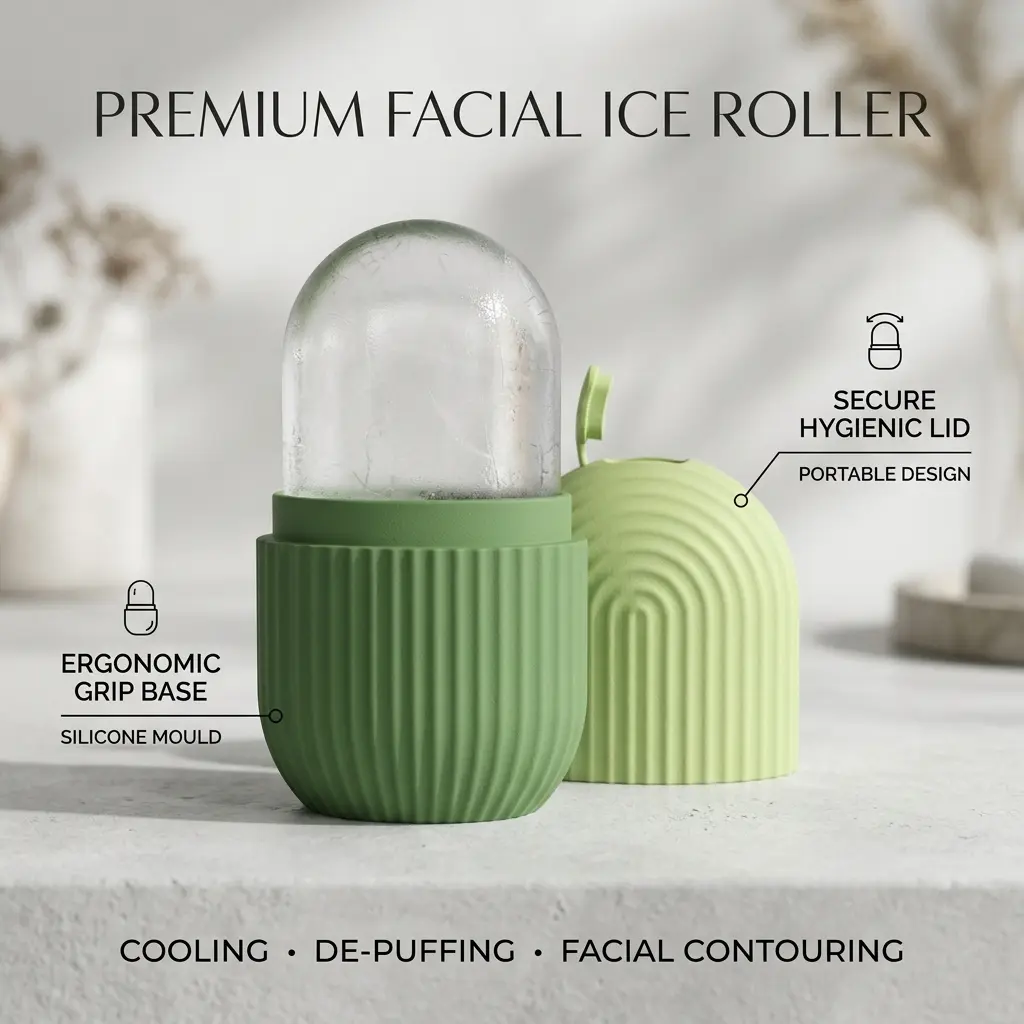 Face Ice Roller - Reusable Facial Beauty Instrument, Face Lifting & Shaping Tool, Leakproof Ice Cube Mold Self Care Tool for Reducing Puffiness, Achieving Radiant Skin in Daily Skincare, Face Lifting Roller, Facial Shaping Tool