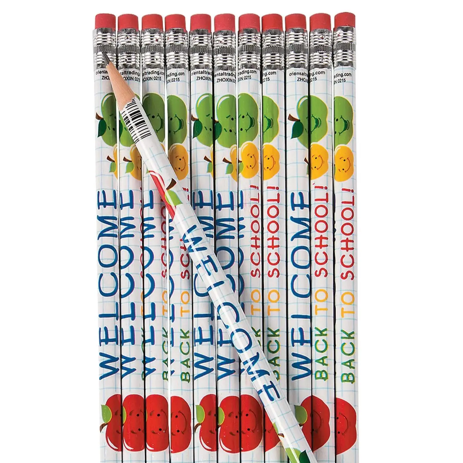 Colorful Welcome Back to School Wood Pencils - 7 1/4", 24 Pcs