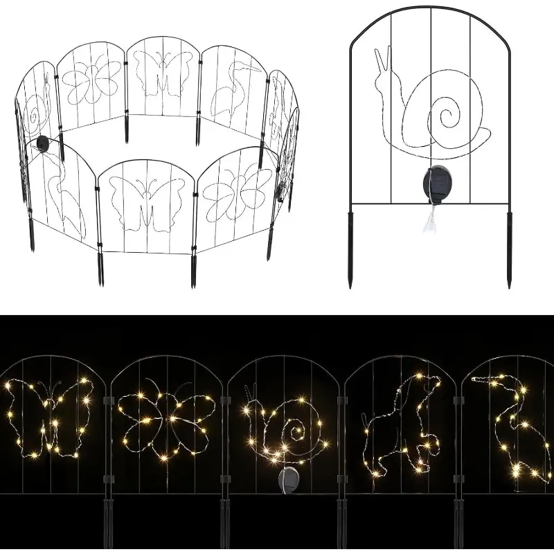 10 Pack  Decorative Garden Fence,Animal Barrier Fencing for Dog, Rustproof Metal Wire Flower Edging Border for Yard Outside Patio Landscape Decor 10.5ft (L) x 21.65in (H)