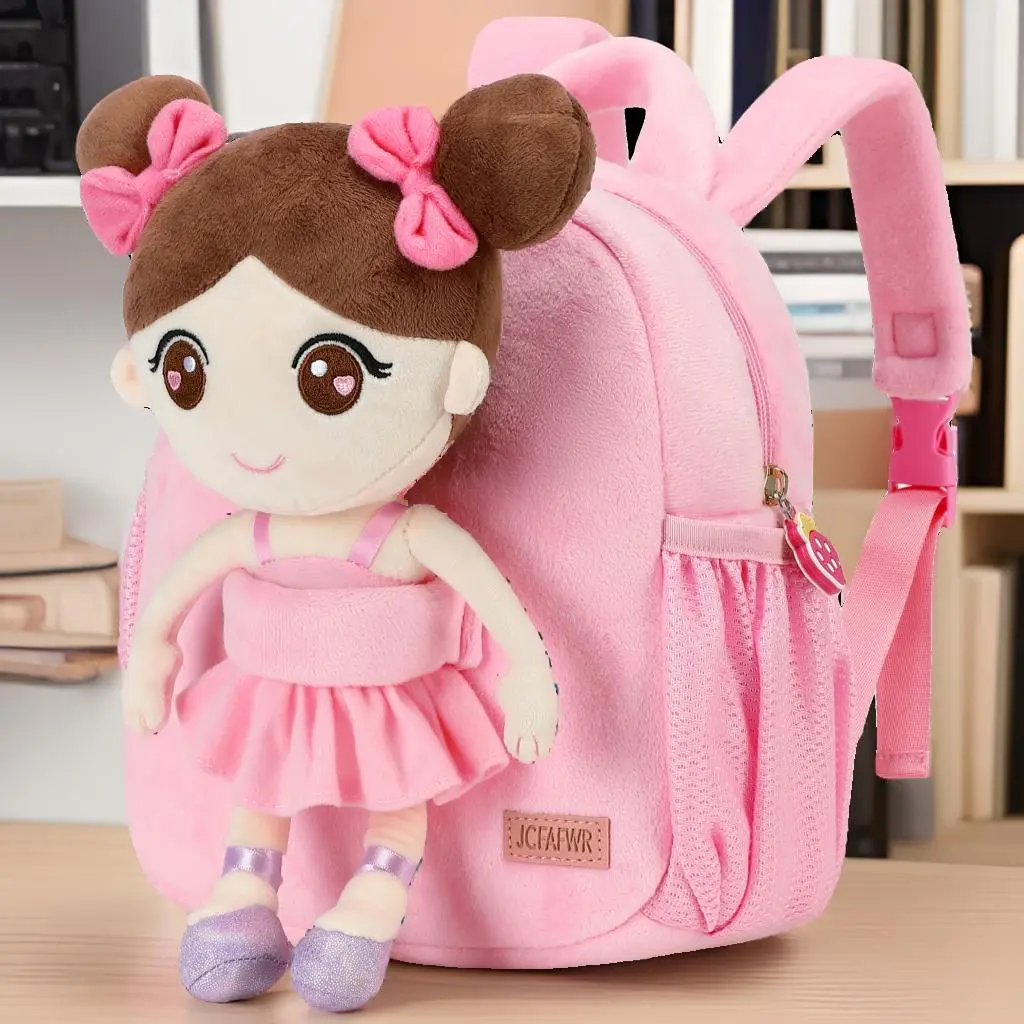 Kids' Fuzzy Kitty Junior Backpack - Unisex Detachable 2-in-1 Soft Cute Versatile Lightweight Bag for 2-6 Year Olds, School/Kindergarten Use, Ideal Birthday/Christmas Gift
