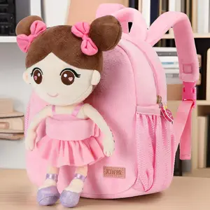 Plush Doll Backpack Christmas Gift Detachable Soft Baby Doll Backpack Cute 2-in-1 Gift Suitable for Girls Aged 2-6 Lightweight Toddler Bag for Kindergarten Travel and Play Perfect Birthday and Holiday Present