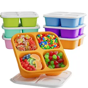 Reusable Snack/lunch Box Set, Durable Microwavable Bento Box, 4/6 Pieces, Divided Food Storage Containers with Lids, Microwave & Dishwasher Safe, Fits Fridge