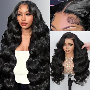 {30"=$113} Semuer Hair Affordable Body Wave 13x6 Lace Frontal Wigs Human Hair 220% Density Pre Plucked Lace Frontal Wigs For Women