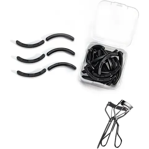 Silicone Eyelash Curler Refills - 24PCS Beauty Products, Silicone Lash Shields Eyelash Curlers Compatible with Shiseido (Black)