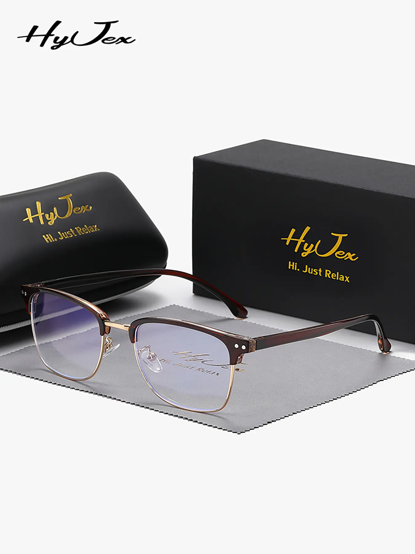 HyJex 1 Piece Unisex Full Frame Plano Glasses，High Definition Plano Glasses，Classic Design, Enduring Appeal, Square Browline Glasses, Classic Fashion Glasses, Fashion Eyewear