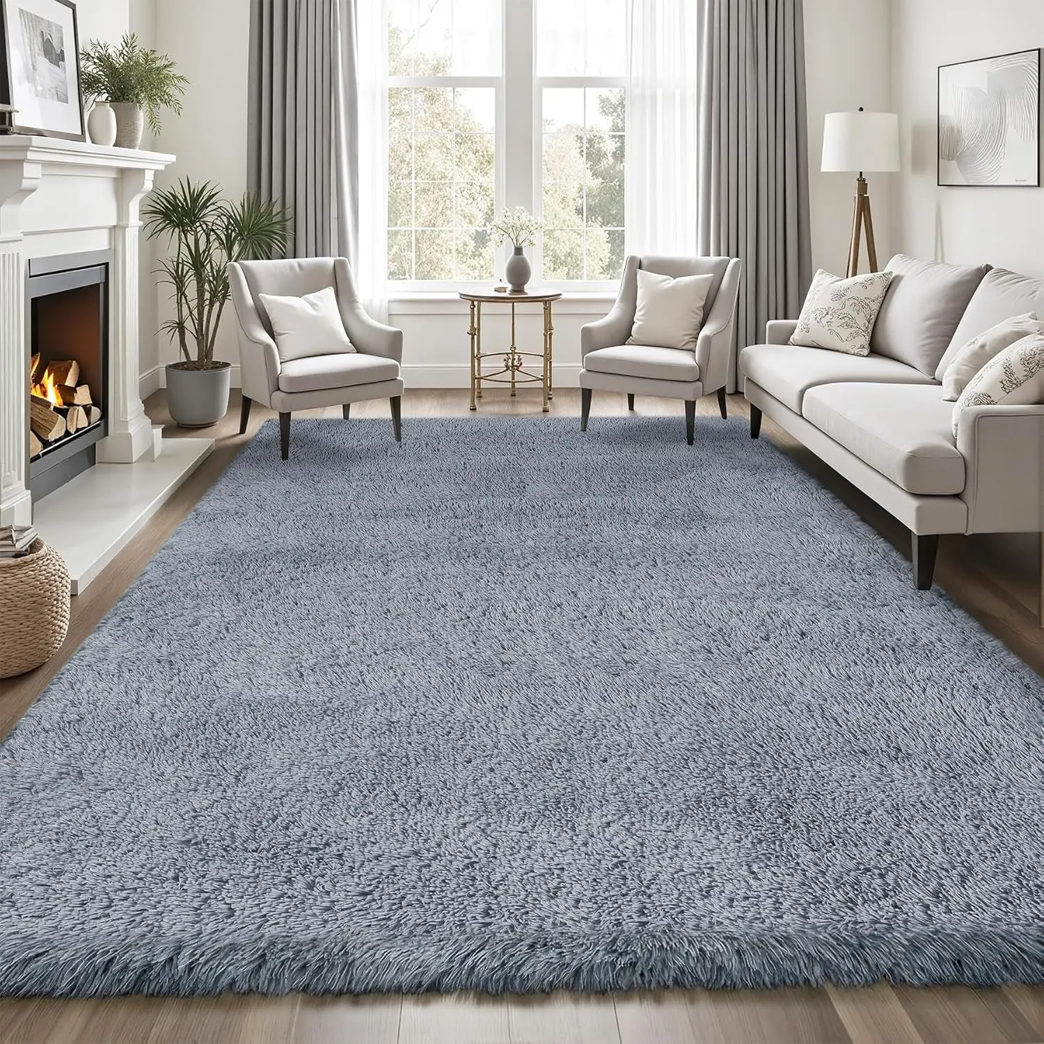 6x9ft Fluffy Plush Watercolour Rug - Highly Textured Modern Ultra-Soft Indoor Carpet for Bedroom & Living Room, Elegant Kids’ Home Decoration, Rugs For Bedroom