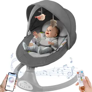 COMOMY Baby Swing for Infants | Hands-Free Baby Soother | 5 Sway Speeds & 10 Songs | Portable Infant Rocker for Newborns 0-6 Months, Electric Bouncer for Babies,Portable Swing for Baby Boy Girl,Remote Control Indoor Baby Rocker,1 Seat Positions, Bluetooth