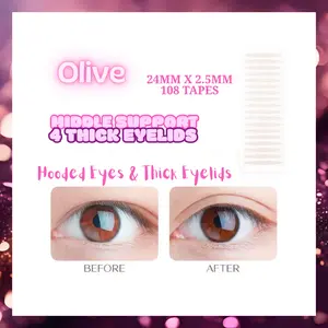 The Natural Crease PRO+ Olive - Truly Invisible Matte Eyelid Adjustment Tapes - 8 Shapes for Monolids & Hooded Eyes - Makeup Friendly Waterproof Adhesive Kit - Hooded Eye Tape, Invisible Eye Lift, Double Eyelid Tape
