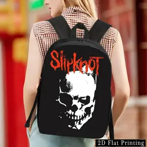 Slipknot Skull Print Backpack - Lightweight Large Capacity Casual Daypack with Adjustable Shoulder Straps & Side Pockets, Durable Polyester for Daily Commuting, School, Travel - Unique Design for Young Adults, Backpack for School, Commuter Bag