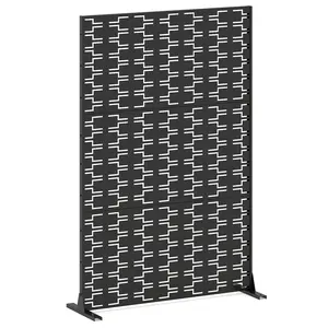 COSTWAY - Metal Privacy Screen 72 x 48 Inch Freestanding Fence Panel Indoor Outdoor-Black